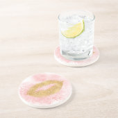 グリジー金ゴールドリップピンク紙吹雪キス コースター (側面)