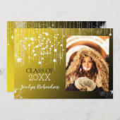 グリジー金ゴールド卒業写真のお知らせ 招待状 (正面/裏面)