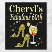 グリジー金ゴールド60th誕生日パーティー ワインラベル (シングルラベル)