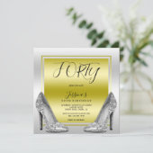 グリジー金ゴールド&シルバースティレット40th誕生日 招待状 (スタンド正面)