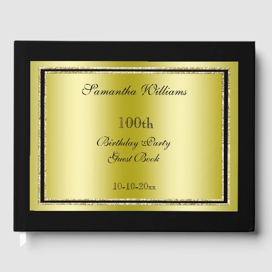 グリジー金ゴールド&ブラックフレーム100誕生日 ゲストブック (正面)