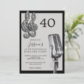 グリジー音楽ノート&マイクカラオケ誕生日 招待状 (スタンド正面)