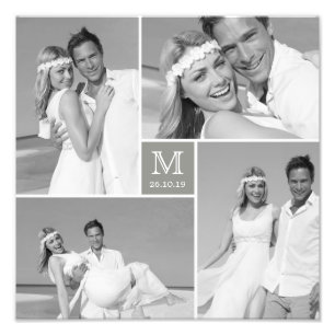 グリスタイリッシュッドグレースクエアモノグラム4フォト結婚ズ フォトプリント