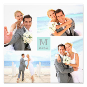 グリスタイリッシュッドブルースクエアモノグラム4フォト結婚ズ フォトプリント