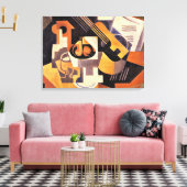 グリス – ギターとフルーツディッシュをテーブルに キャンバスプリント (インサイチュ (リビング))