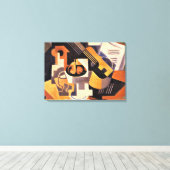 グリス – ギターとフルーツディッシュをテーブルに キャンバスプリント (インサイチュ (ウッドフロア))