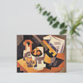 グリス – ギターとフルーツディッシュをテーブルに ポストカード (スタンド正面)