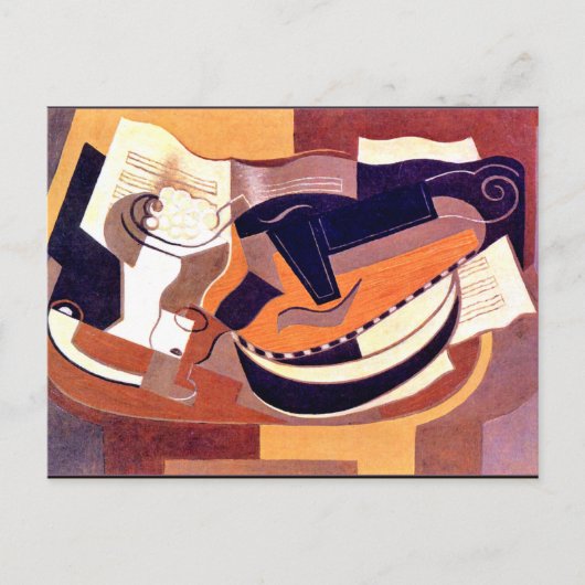 グリス – ギターとフルーツ皿 ポストカード (正面)