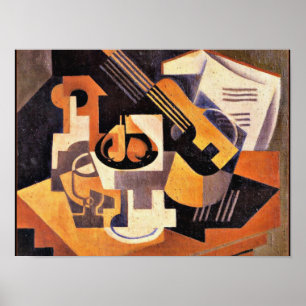 グリス – ギターと果物の料理 ポスター