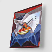 グリス – フルーツと本 スクエア壁時計 (傾斜)