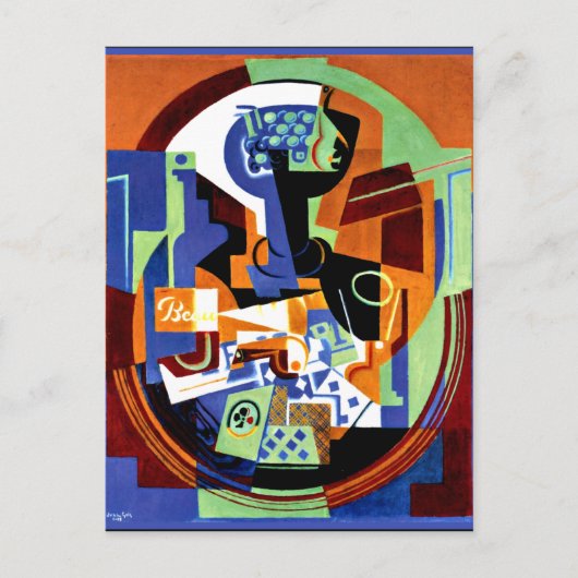 グリス – フルーツディッシュとトランプ ポストカード (正面)