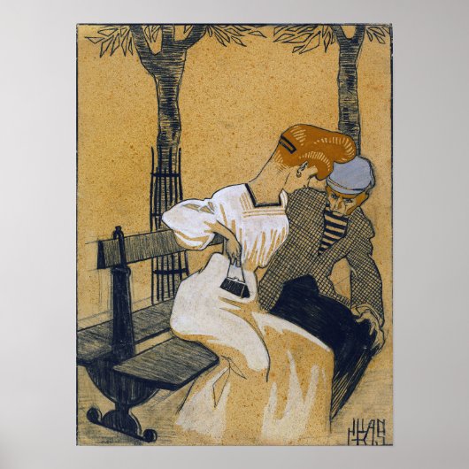 グリス - ベンチに座る男女 1908年 ポスター (正面)