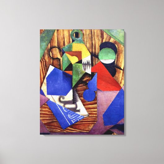 グリス – ラムボトルと新聞 キャンバスプリント (正面)