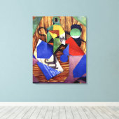 グリス – ラムボトルと新聞 キャンバスプリント (インサイチュ (ウッドフロア))