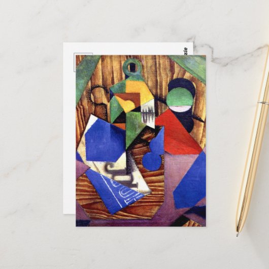 グリス – ラムボトルと新聞 ポストカード (正面/裏面インサイチュ)