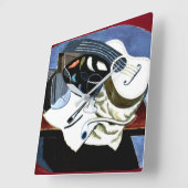 グリス-画家のテーブル、フアン·グリス絵画ズ スクエア壁時計 (傾斜)