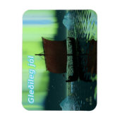 グリズジョル – バイキング船とノーザンライト マグネット (縦)