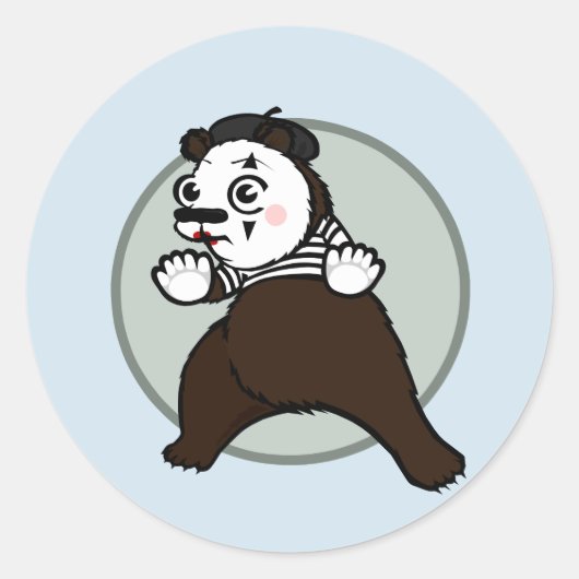 グリズリおもしろいーのクマの丸いステッカー ラウンドシール (正面)