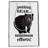 グリズリーが最低限の努力でクマを配置する面白いデザイン ミディアムペーパーバッグ (正面)