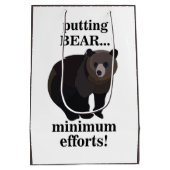 グリズリーが最低限の努力でクマを配置する面白いデザイン ミディアムペーパーバッグ (裏面)