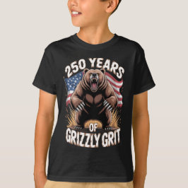 グリズリーの強さの愛国ハート250周年記念アート Tシャツ