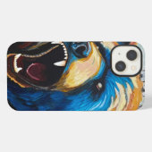 グリズリーの絵画 - 野生動物アート iPhoneケース (裏面横)