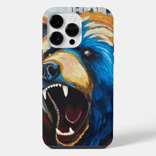 グリズリーの絵画 - 野生動物アート iPhoneケース (裏面)