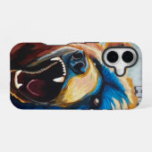 グリズリーの絵画 - 野生動物アート iPhone 16ケース (裏面横)