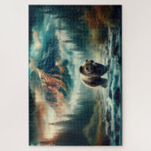 グリズリークロッシング、グリズリーベア、山の風景 ジグソーパズル (縦)