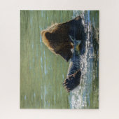 グリズリーベアがサーモンジグソーのパズルを捕まえた ジグソーパズル (縦)