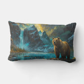 グリズリーベアとウォーターフォールアート ランバークッション (裏面)