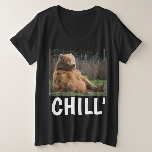 グリズリーベアとサイズレディース'CHILL' Tシャツ (デザイン正面)