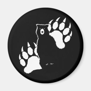 グリズリーベアとフットプリントのグラフィックデザイン マグネット
