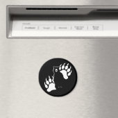 グリズリーベアと足跡グラフィックデザイン マグネット (インサイチュ (食洗機))