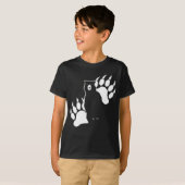 グリズリーベアと足跡グラフィックデザイン Tシャツ (正面フル)