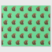 グリズリーベアのクリスマスラッピング紙 ラッピングペーパー (フラット)