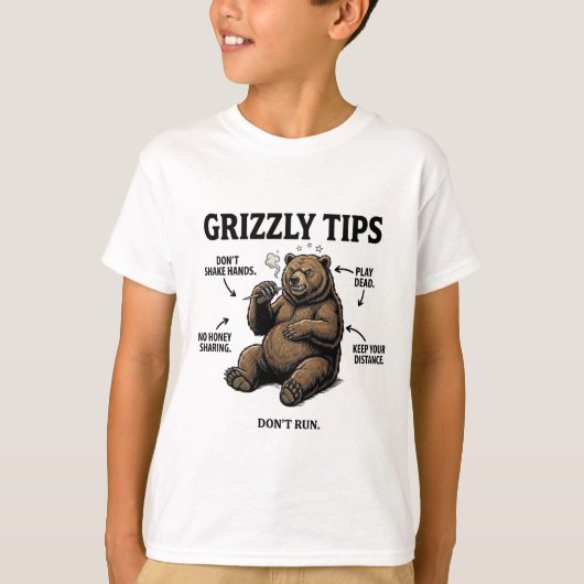 グリズリーベアのサバイバル・ユーモアグッズ Tシャツ (正面)