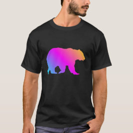 グリズリーベアのシルエット カラフルなパステルカラー Tシャツ