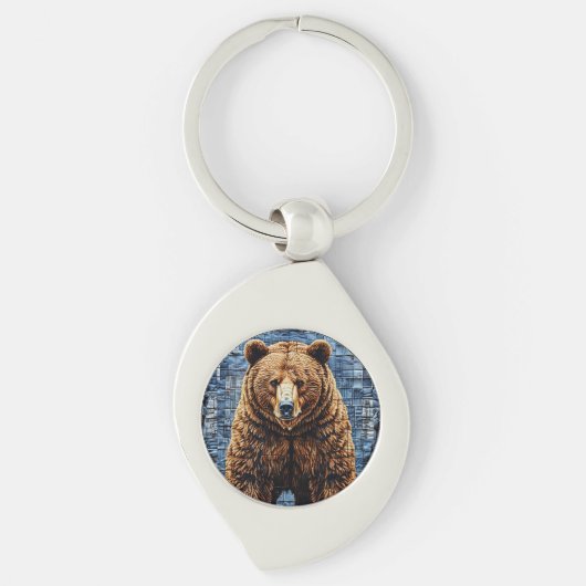 🐻 グリズリーベアの野生の自然の野生生物アクセサリー 🐻 キーホルダー (正面)
