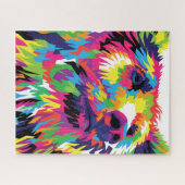 グリズリーベアカラフルポップ・アートのアート抽象芸術 ジグソーパズル (横)