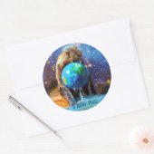 グリズリーベアハグリングプラネットアースの日 ラウンドシール (封筒)