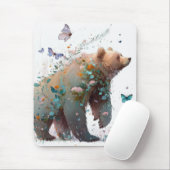 グリズリーベアポートレート動物絵を描の野生動物アート マウスパッド (マウス)