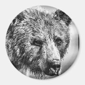 グリズリーベアポートレート マグネット (正面)