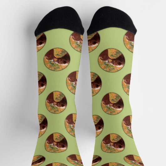 グリズリーベアマザーとカブ絵を描の野生生物アート ソックス (上部)