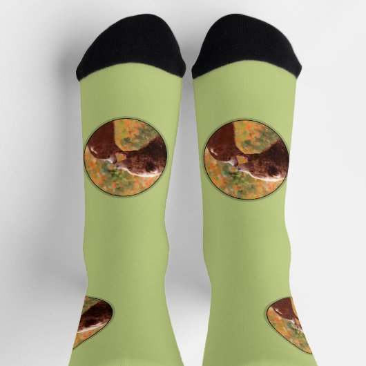 グリズリーベアママとカブ絵画の野生生物アート ソックス (上部)