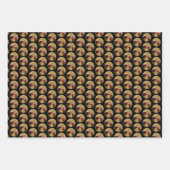 グリズリーベアママとカブ絵画の野生生物アート ラッピングペーパーシート (正面3)