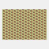 グリズリーベアママとカブ絵画の野生生物アート ラッピングペーパーシート (正面)