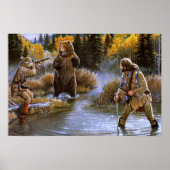 グリズリーベアーアタックフロントメンズワイルド自然 ポスター (正面)