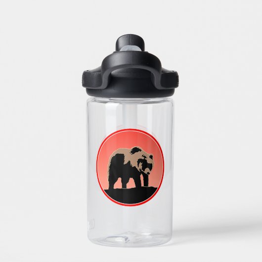 グリズリーベアーアットサンセット – オリジナルワイルドライフアート ウォーターボトル (背面)