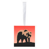 グリズリーベアーアットサンセット – オリジナルワイルドライフアート キューブオーナメント (右)